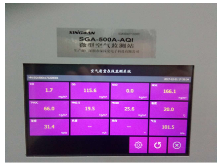 大氣環境監測系統數據顯示界面